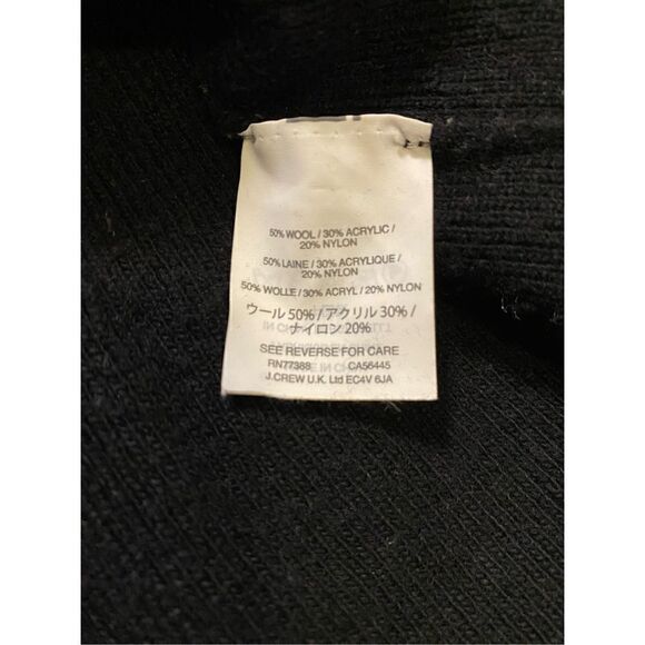 J. Crew Black Wool Blend Peplum Sleeve V-Neck Sweater | Size Medium - Picture 4 of 5